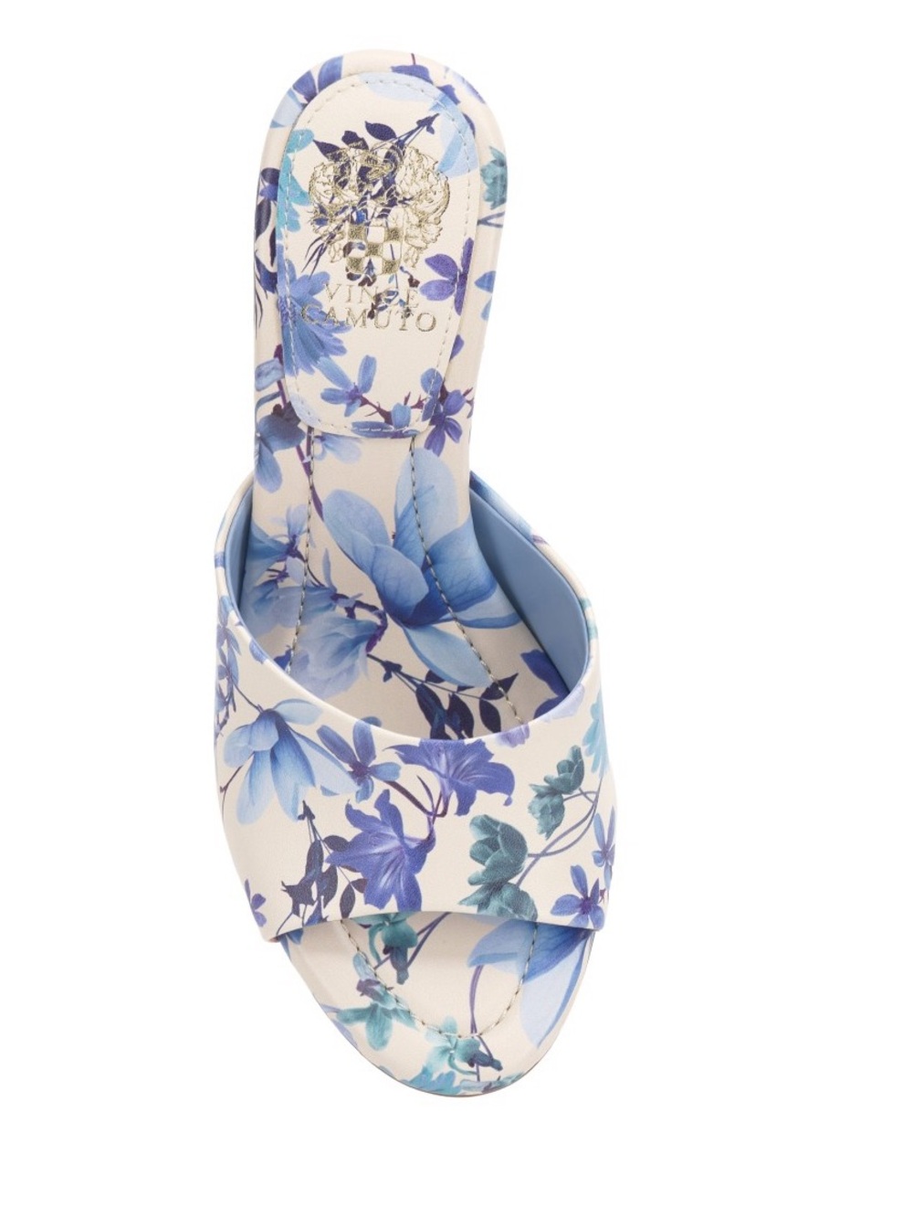 Vince Camuto Cream Floral Slide Mules with Blue Accents Size 6.5 Brand New! 💙 - Picture 2 of 6